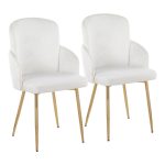 Dahlia Gold Cream Velvet Contemporary Dining Chairs (Set of 2) 12 Dahlia Gold Cream Velvet Contemporary Dining Chairs (Set of 2)
