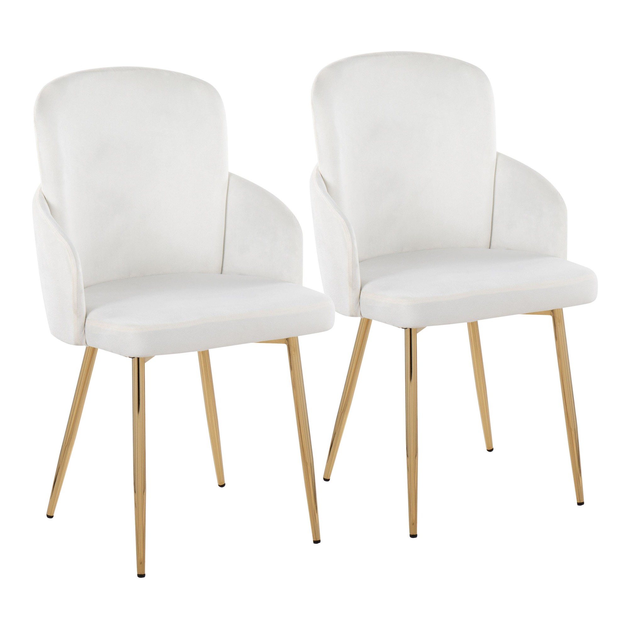 Dahlia Gold Cream Velvet Contemporary Dining Chairs (Set of 2) 2 Dahlia Gold Cream Velvet Contemporary Dining Chairs (Set of 2) - Image 2
