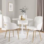 Dahlia Gold Cream Velvet Contemporary Dining Chairs (Set of 2) 11 Dahlia Gold Cream Velvet Contemporary Dining Chairs (Set of 2)