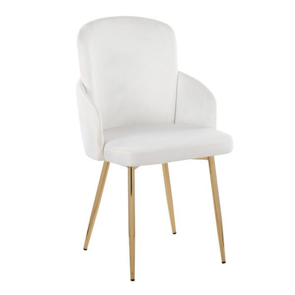 Dahlia Gold Cream Velvet Contemporary Dining Chairs Set of 2 2
