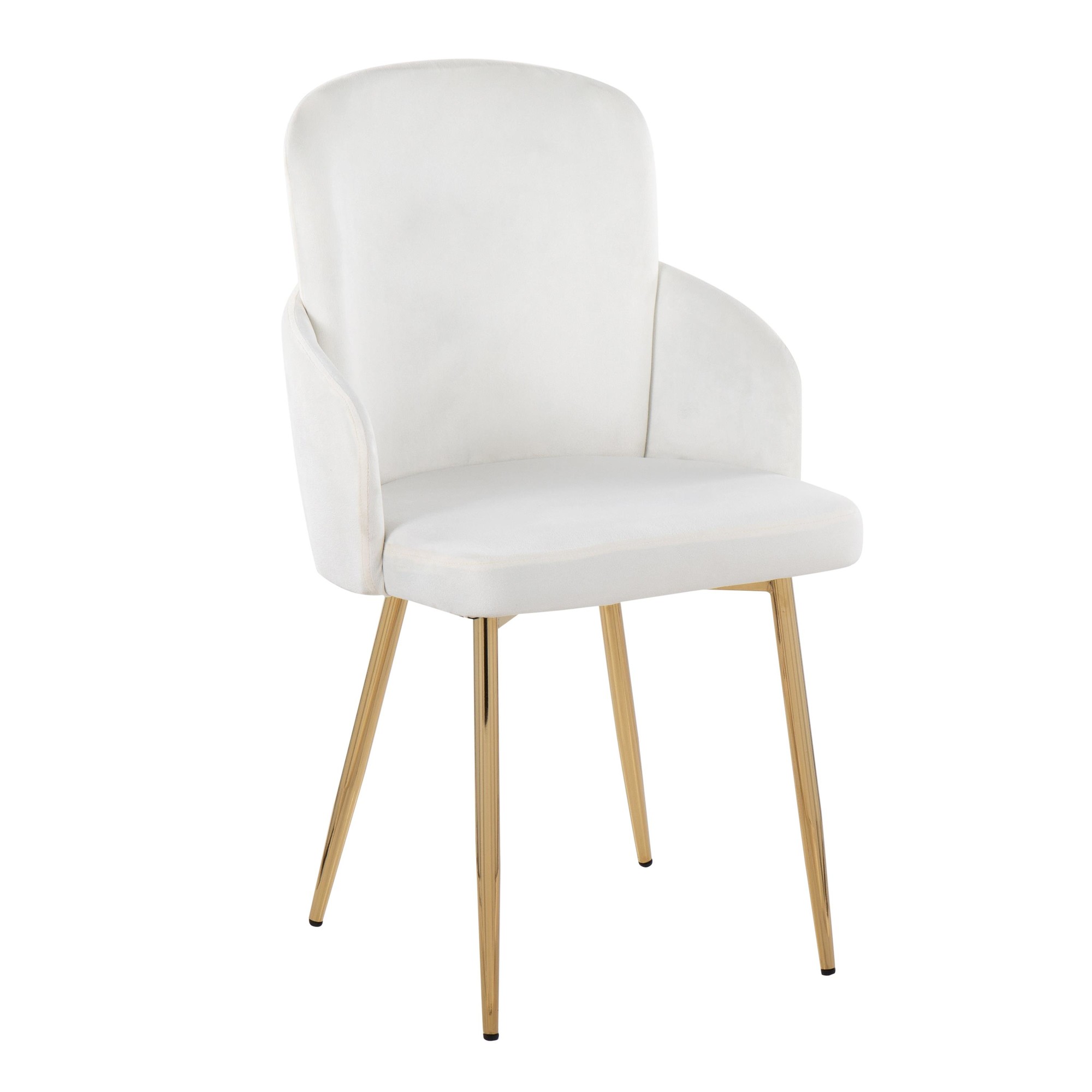 Dahlia Gold Cream Velvet Contemporary Dining Chairs (Set of 2) 3 Dahlia Gold Cream Velvet Contemporary Dining Chairs (Set of 2) - Image 3