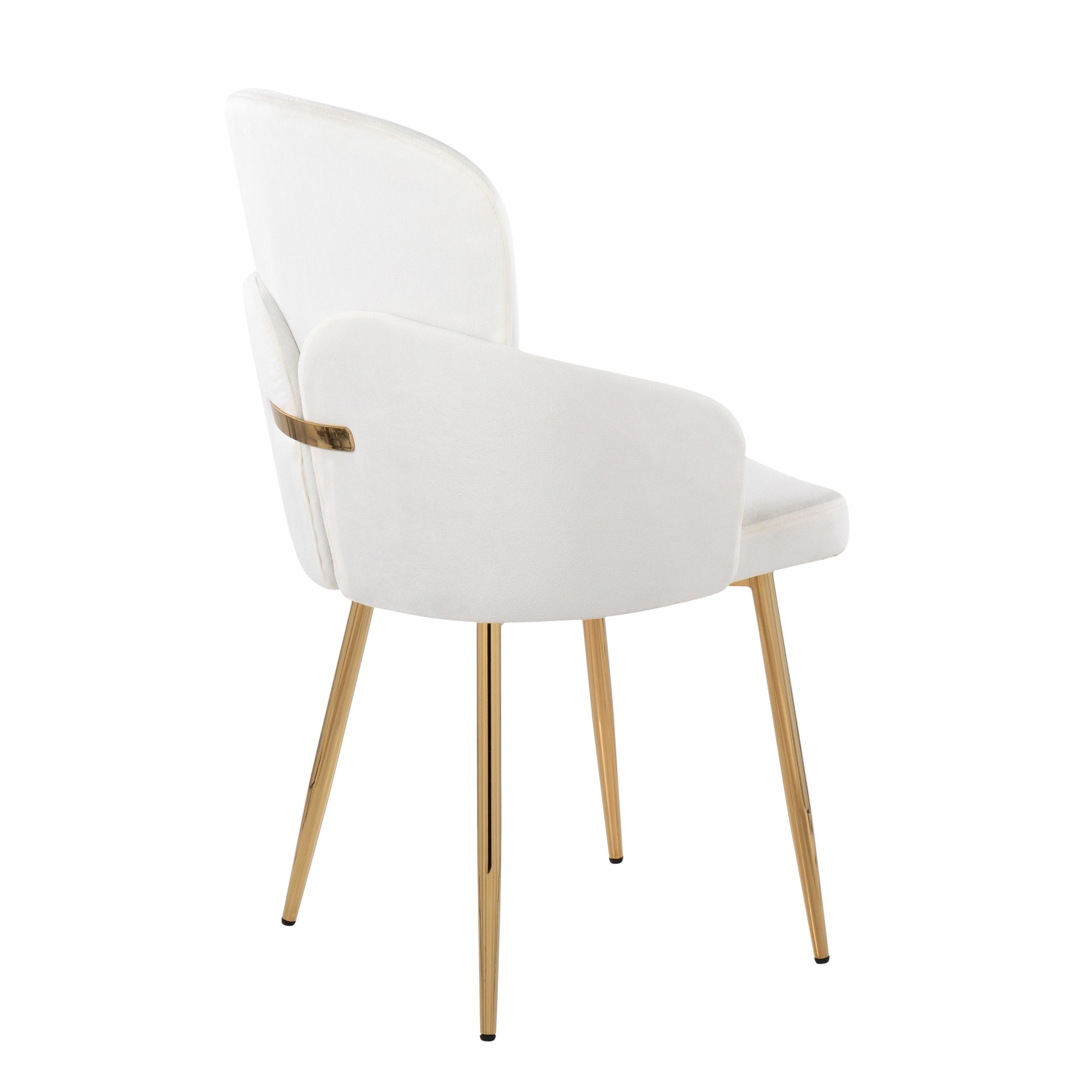 Dahlia Gold Cream Velvet Contemporary Dining Chairs (Set of 2) 5 Dahlia Gold Cream Velvet Contemporary Dining Chairs (Set of 2) - Image 5
