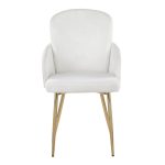 Dahlia Gold Cream Velvet Contemporary Dining Chairs (Set of 2) 17 Dahlia Gold Cream Velvet Contemporary Dining Chairs (Set of 2)