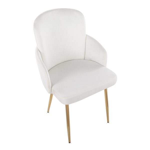 Dahlia Gold Cream Velvet Contemporary Dining Chairs Set of 2 7
