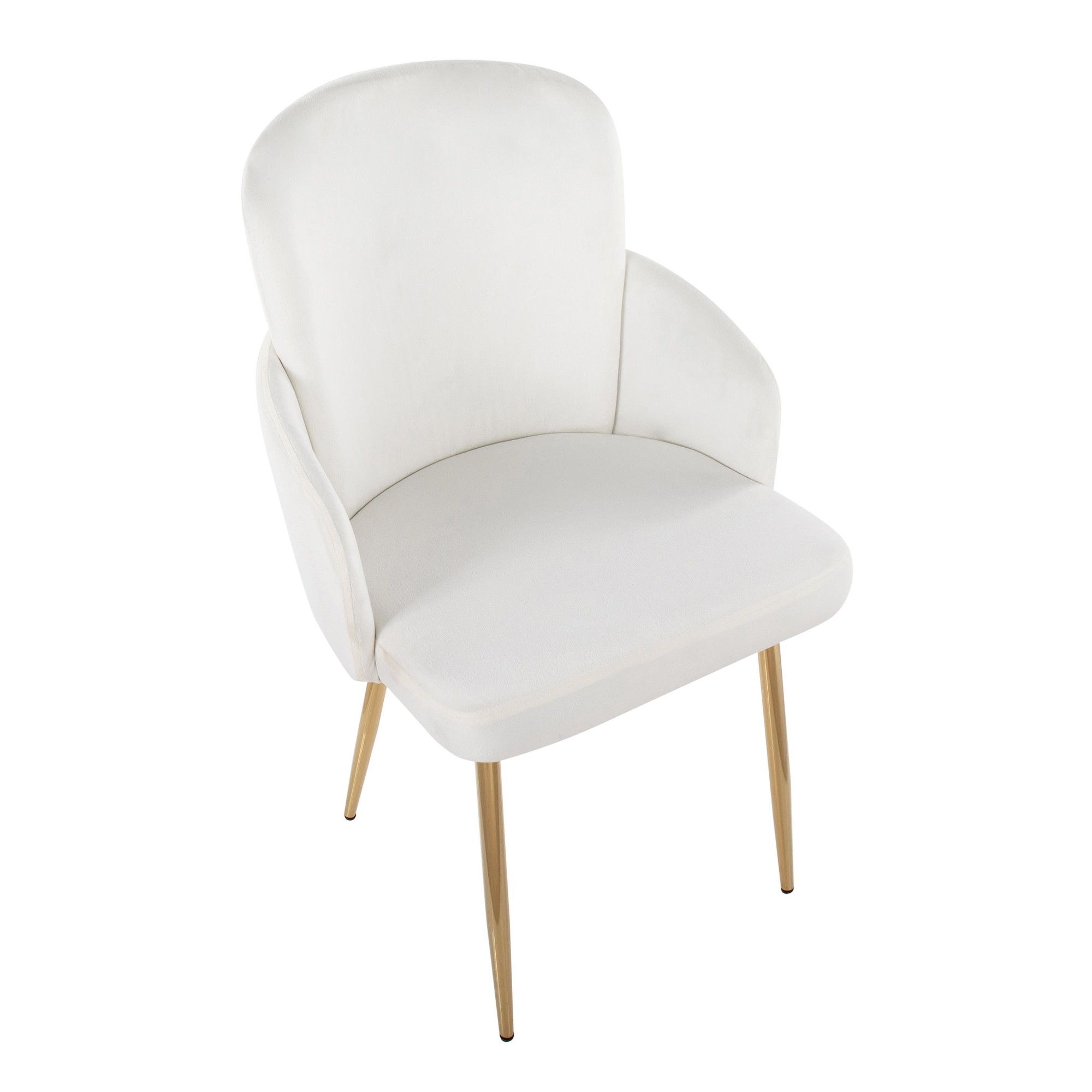 Dahlia Gold Cream Velvet Contemporary Dining Chairs (Set of 2) 8 Dahlia Gold Cream Velvet Contemporary Dining Chairs (Set of 2) - Image 8
