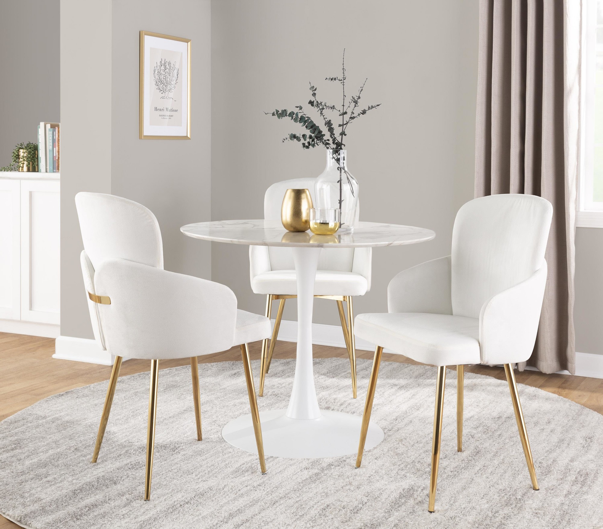 Dahlia Gold Cream Velvet Contemporary Dining Chairs (Set of 2) 1 Dahlia Gold Cream Velvet Contemporary Dining Chairs (Set of 2)