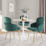 Dahlia Gold Green Velvet Contemporary Dining Chairs (Set of 2)