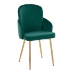 Dahlia Gold Green Velvet Contemporary Dining Chairs (Set of 2)