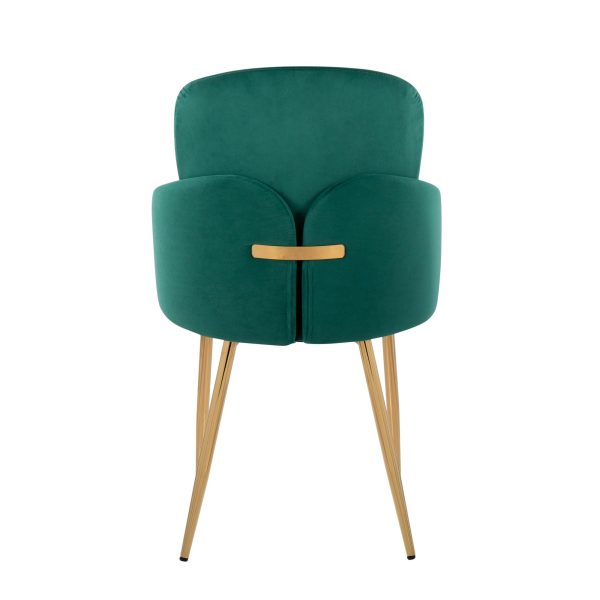 Dahlia Gold Green Velvet Contemporary Dining Chairs Set of 2 5