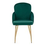 Dahlia Gold Green Velvet Contemporary Dining Chairs (Set of 2)