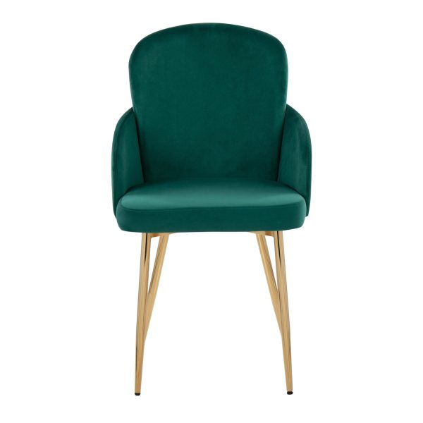 Dahlia Gold Green Velvet Contemporary Dining Chairs Set of 2 6
