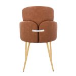 Dahlia Gold and Camel Faux Leather Contemporary Dining Chairs (Set of 2)