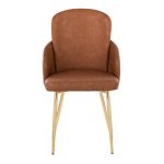 Dahlia Gold and Camel Faux Leather Contemporary Dining Chairs (Set of 2)