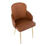 Dahlia Gold and Camel Faux Leather Contemporary Dining Chairs (Set of 2)