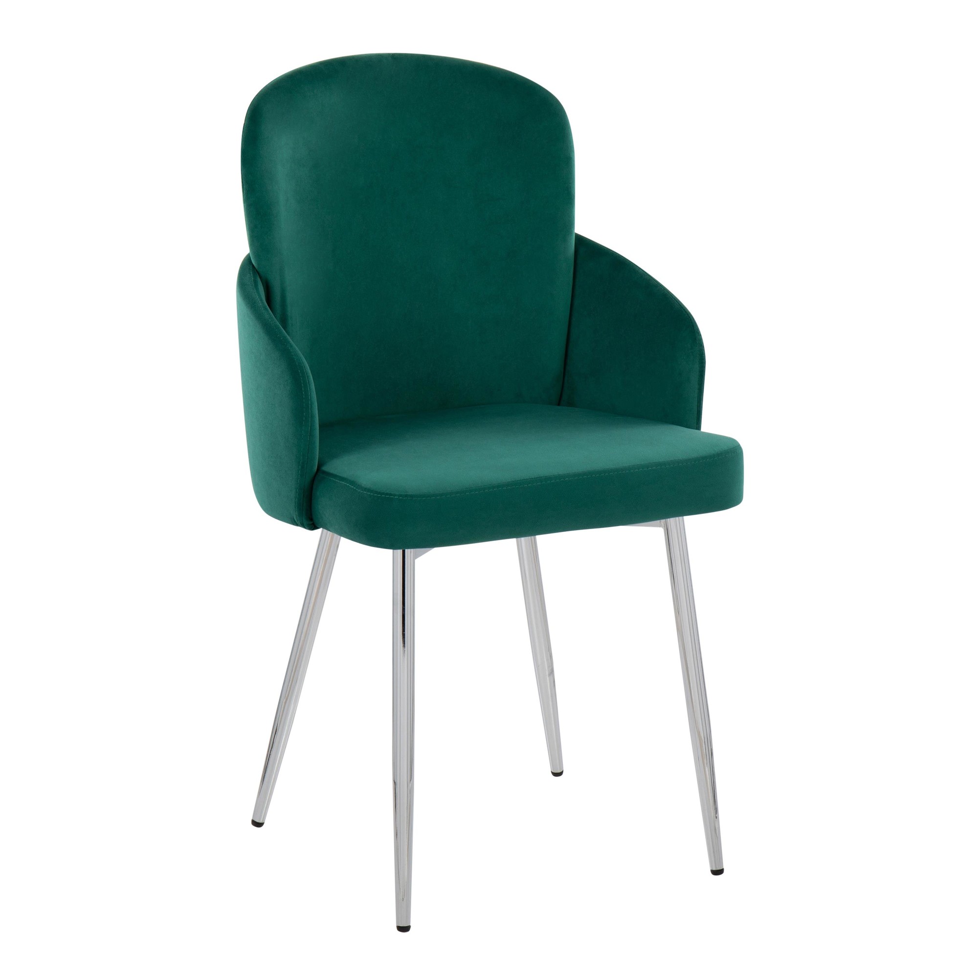 Dahlia Green Velvet Contemporary Dining Chairs (Set of 2) 2 Dahlia Green Velvet Contemporary Dining Chairs (Set of 2) - Image 2