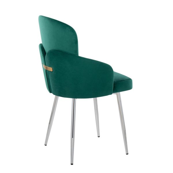 Dahlia Green Velvet Contemporary Dining Chairs Set of 2 3