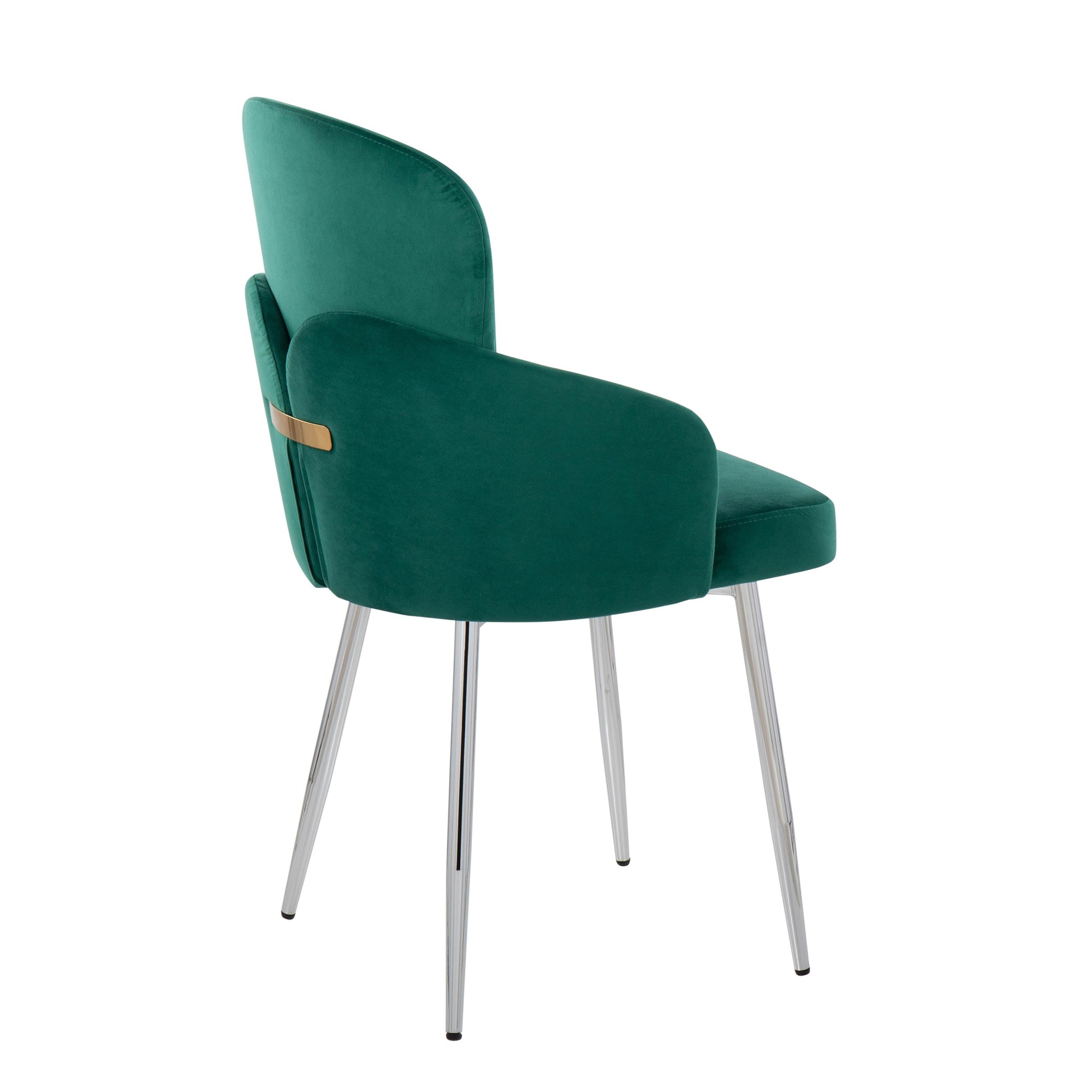 Dahlia Green Velvet Contemporary Dining Chairs (Set of 2) 4 Dahlia Green Velvet Contemporary Dining Chairs (Set of 2) - Image 4