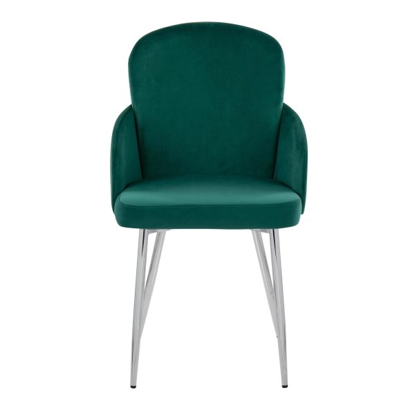 Dahlia Green Velvet Contemporary Dining Chairs Set of 2 5