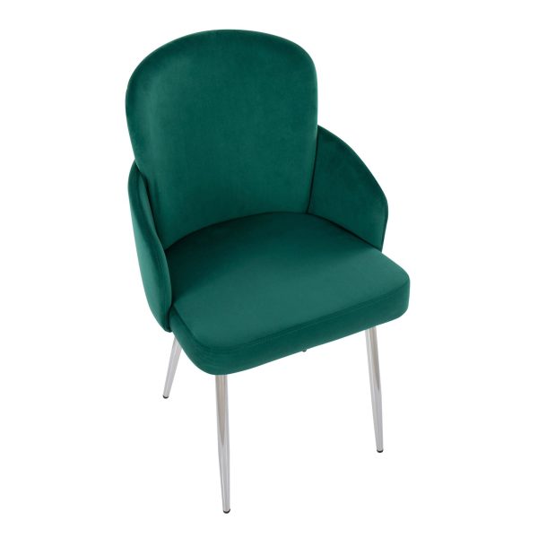 Dahlia Green Velvet Contemporary Dining Chairs Set of 2 6