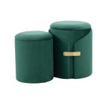 Dahlia Green Velvet Contemporary Nesting Ottomans with Gold 12 Dahlia Green Velvet Contemporary Nesting Ottomans with Gold