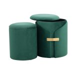 Dahlia Green Velvet Contemporary Nesting Ottomans with Gold 15 Dahlia Green Velvet Contemporary Nesting Ottomans with Gold