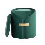 Dahlia Green Velvet Contemporary Nesting Ottomans with Gold 17 Dahlia Green Velvet Contemporary Nesting Ottomans with Gold