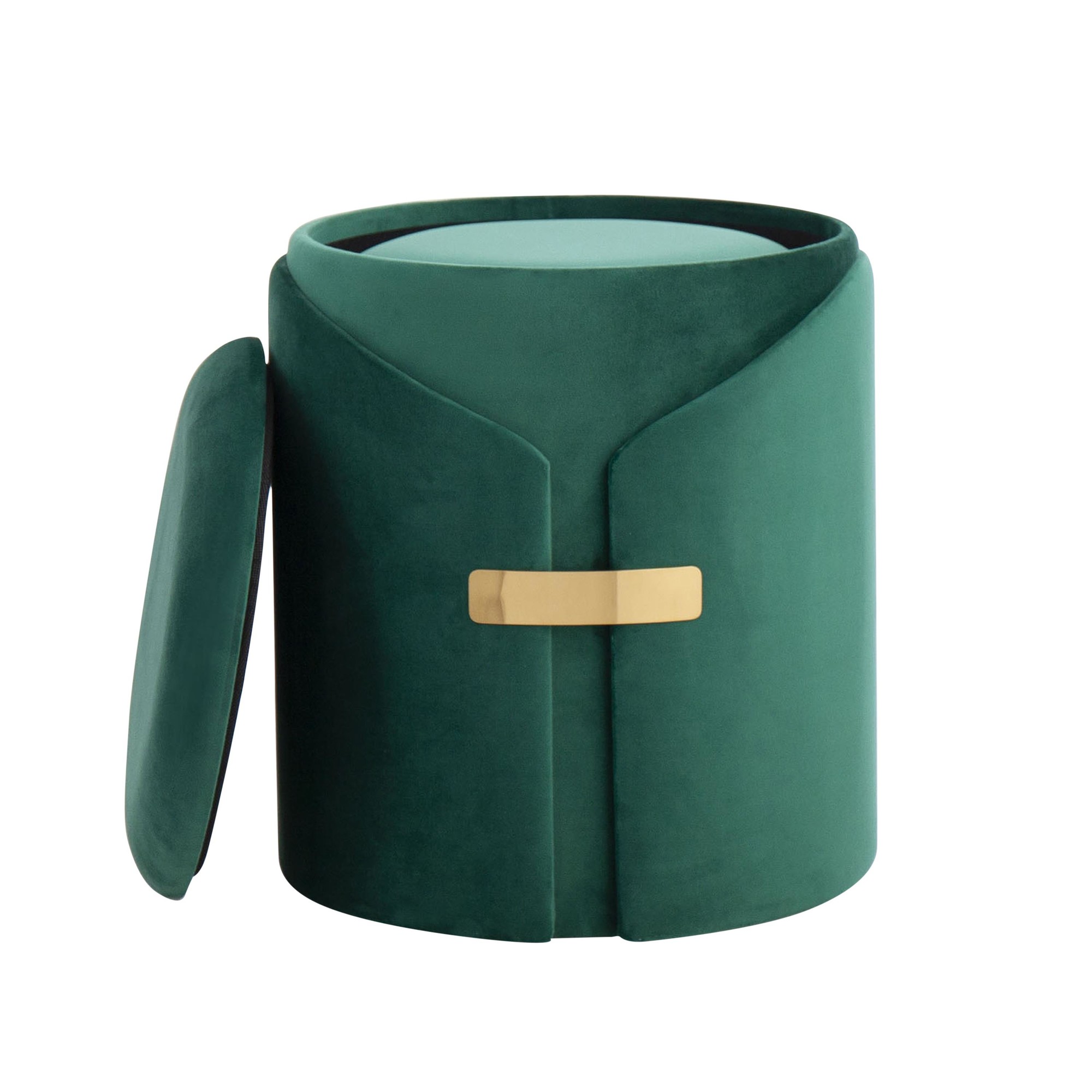 Dahlia Green Velvet Contemporary Nesting Ottomans with Gold 8 Dahlia Green Velvet Contemporary Nesting Ottomans with Gold - Image 8