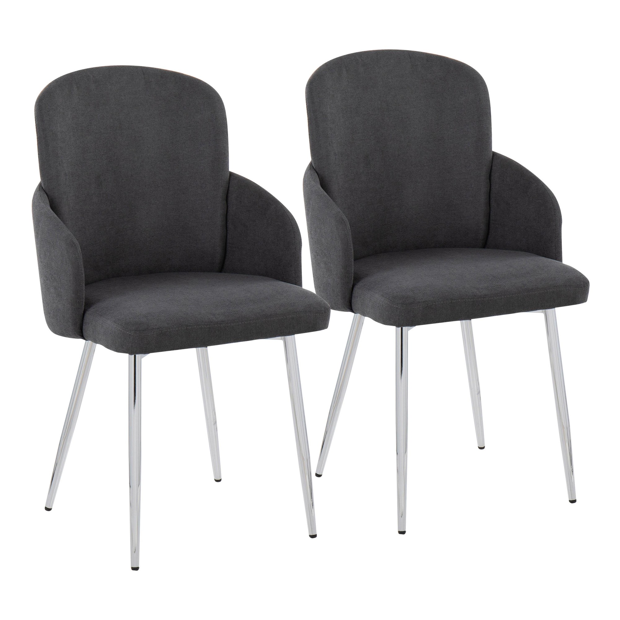 Dahlia Grey Fabric Chrome Leg Contemporary Dining Chairs (Set of 2) 2 Dahlia Grey Fabric Chrome Leg Contemporary Dining Chairs (Set of 2) - Image 2