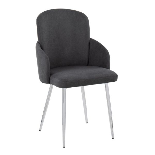 Dahlia Grey Fabric Chrome Leg Contemporary Dining Chairs Set of 2 2