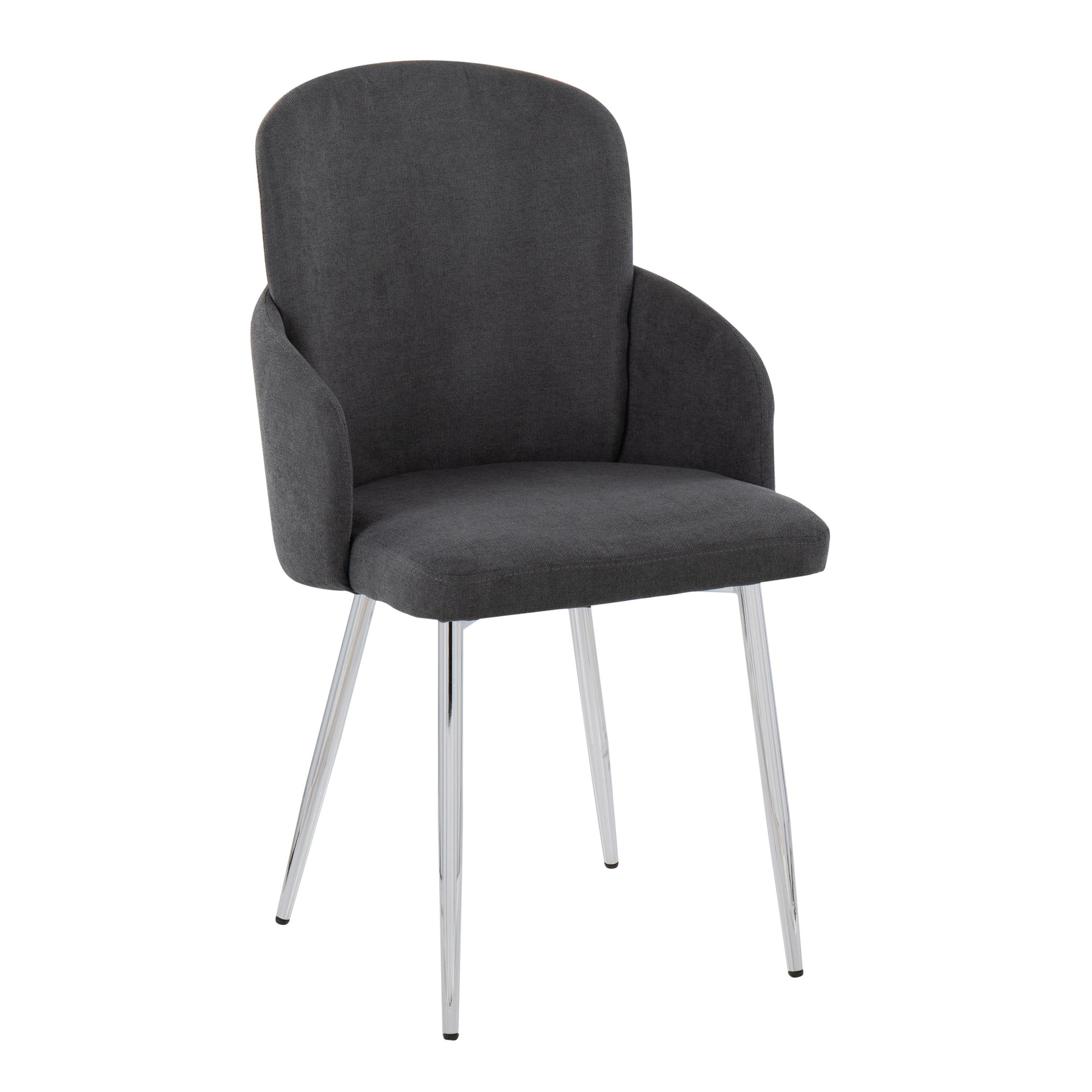 Dahlia Grey Fabric Chrome Leg Contemporary Dining Chairs (Set of 2) 3 Dahlia Grey Fabric Chrome Leg Contemporary Dining Chairs (Set of 2) - Image 3