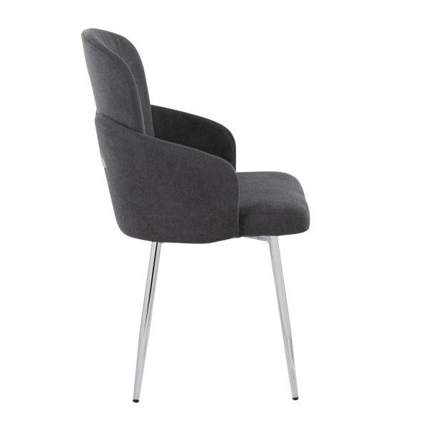 Dahlia Grey Fabric Chrome Leg Contemporary Dining Chairs Set of 2 3