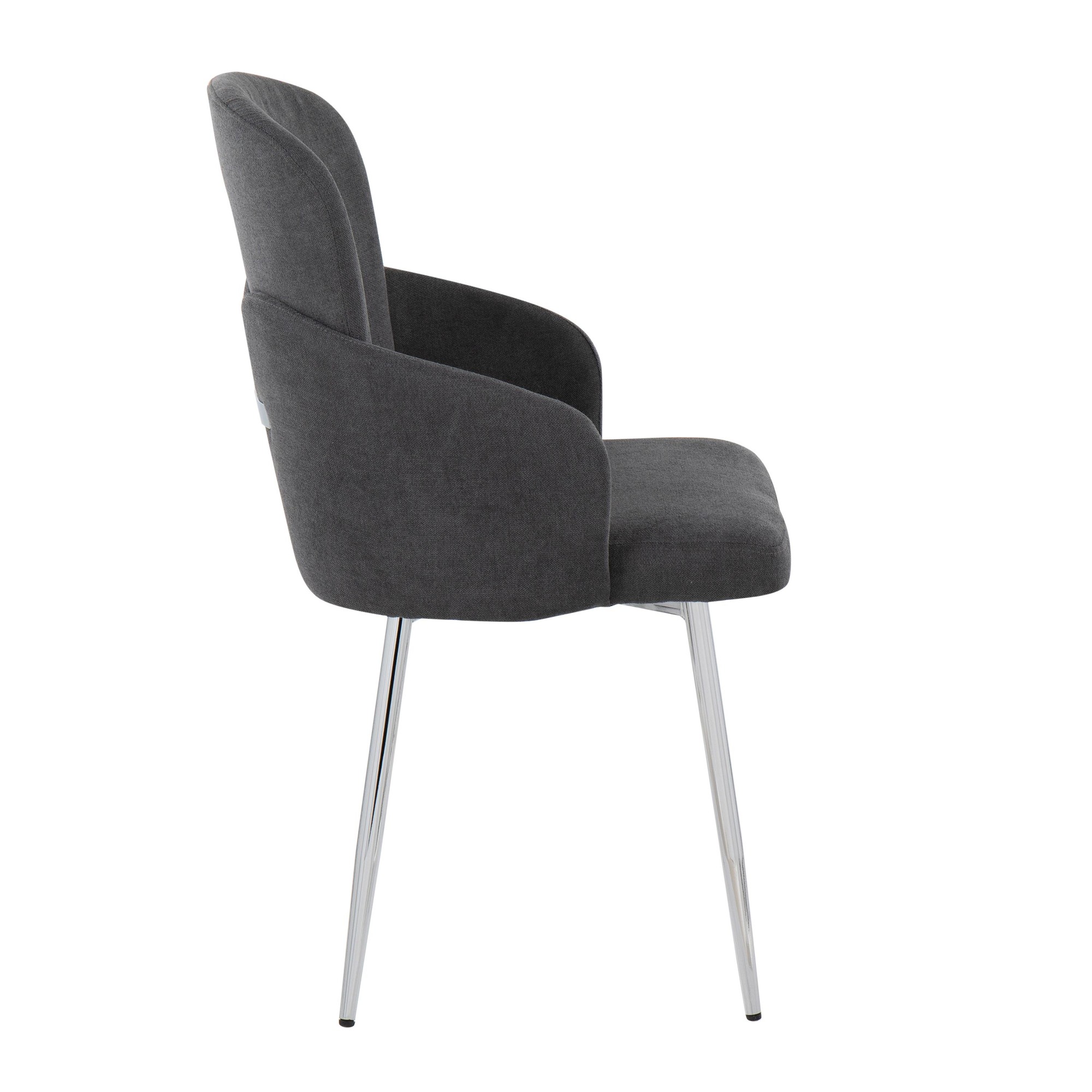 Dahlia Grey Fabric Chrome Leg Contemporary Dining Chairs (Set of 2) 4 Dahlia Grey Fabric Chrome Leg Contemporary Dining Chairs (Set of 2) - Image 4