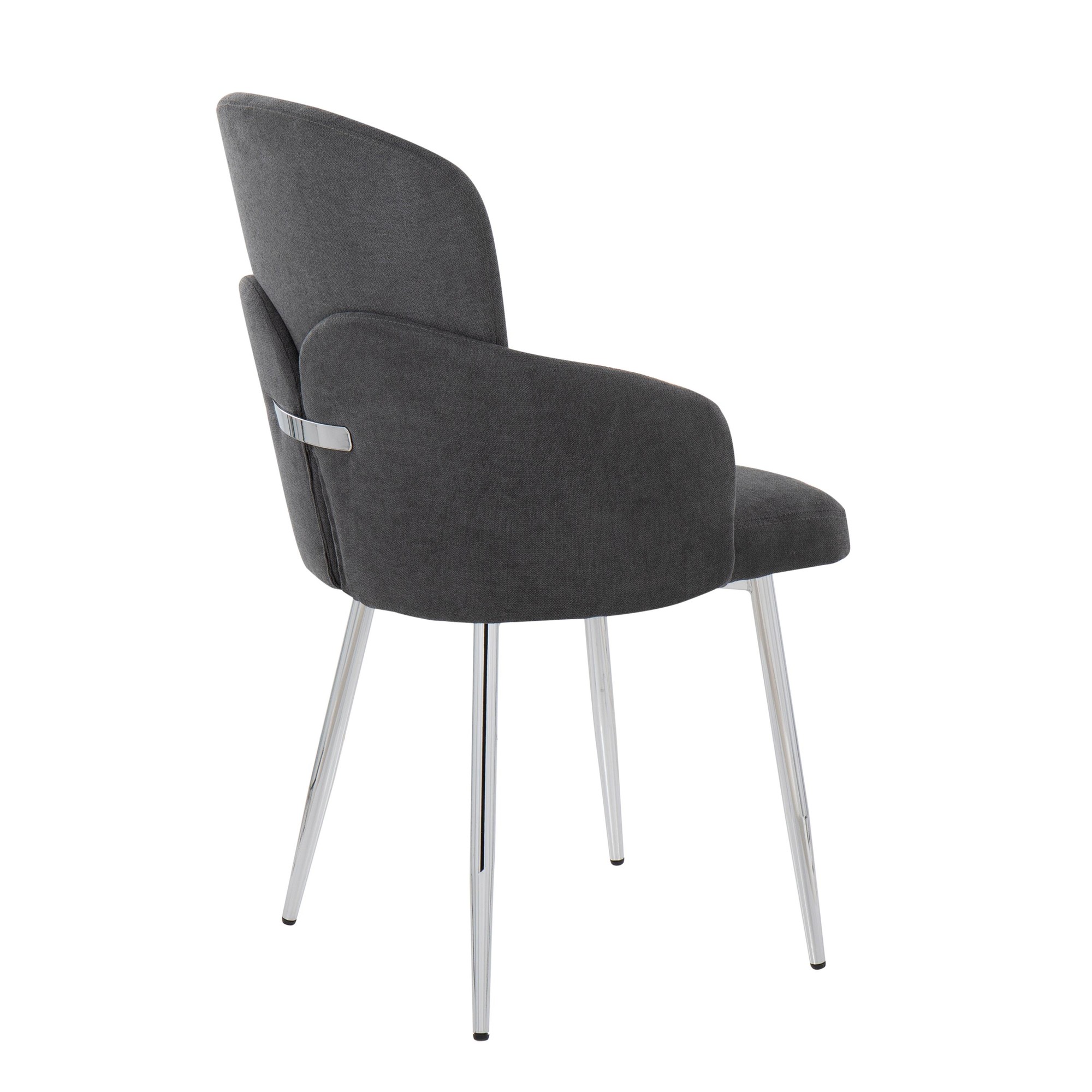 Dahlia Grey Fabric Chrome Leg Contemporary Dining Chairs (Set of 2) 5 Dahlia Grey Fabric Chrome Leg Contemporary Dining Chairs (Set of 2) - Image 5