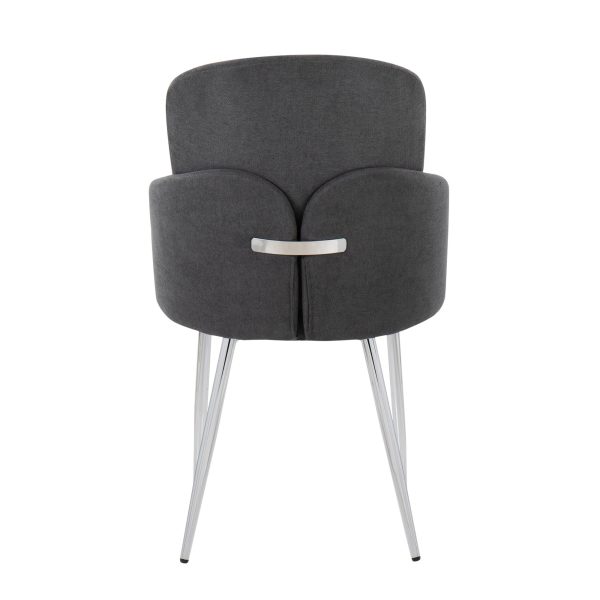 Dahlia Grey Fabric Chrome Leg Contemporary Dining Chairs Set of 2 5