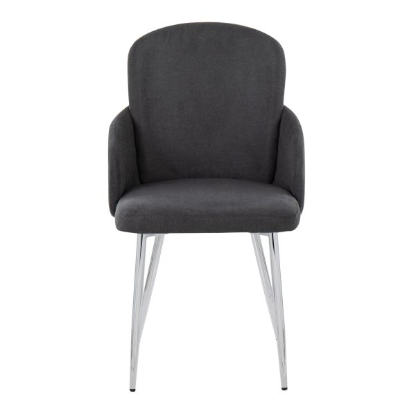 Dahlia Grey Fabric Chrome Leg Contemporary Dining Chairs Set of 2 6