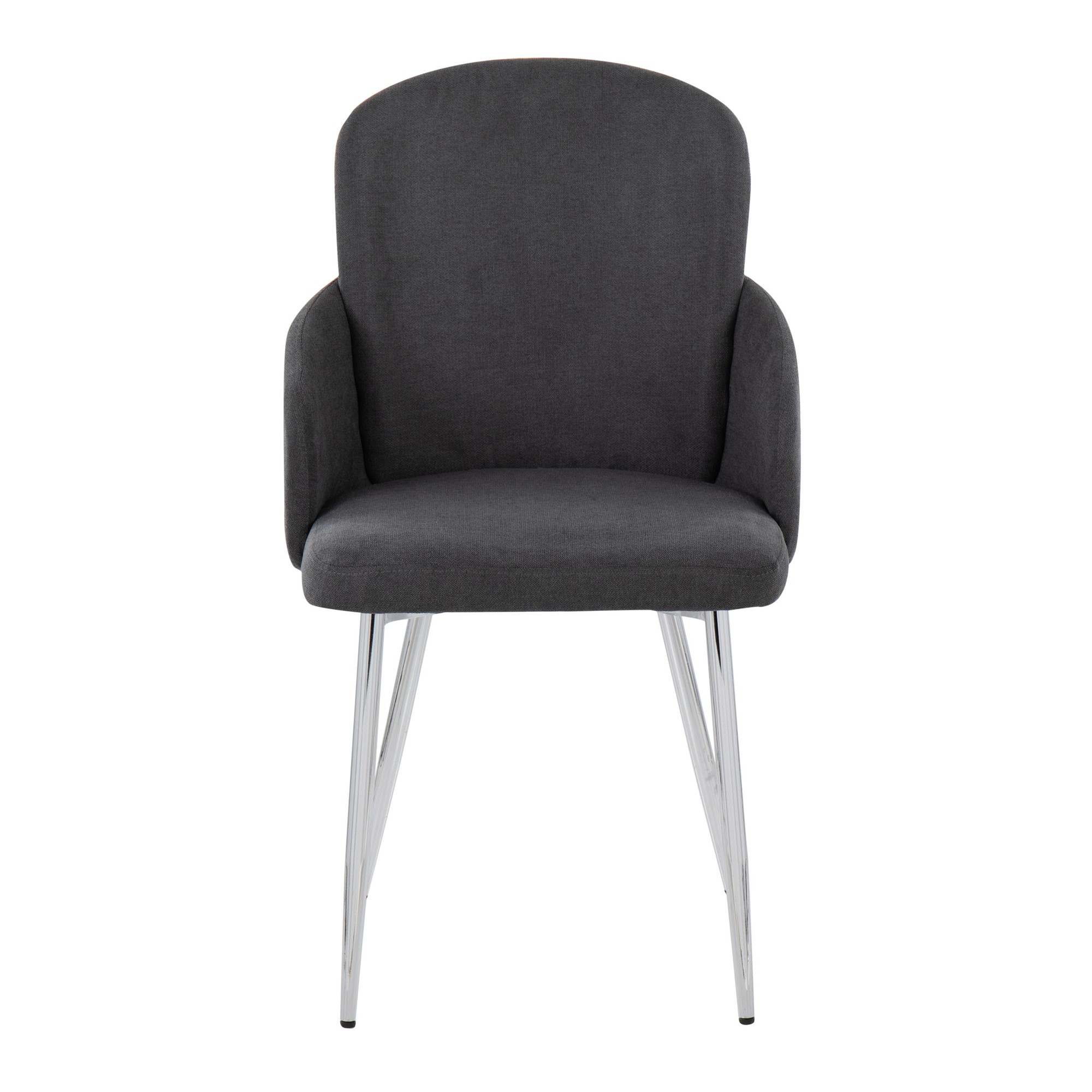 Dahlia Grey Fabric Chrome Leg Contemporary Dining Chairs (Set of 2) 7 Dahlia Grey Fabric Chrome Leg Contemporary Dining Chairs (Set of 2) - Image 7