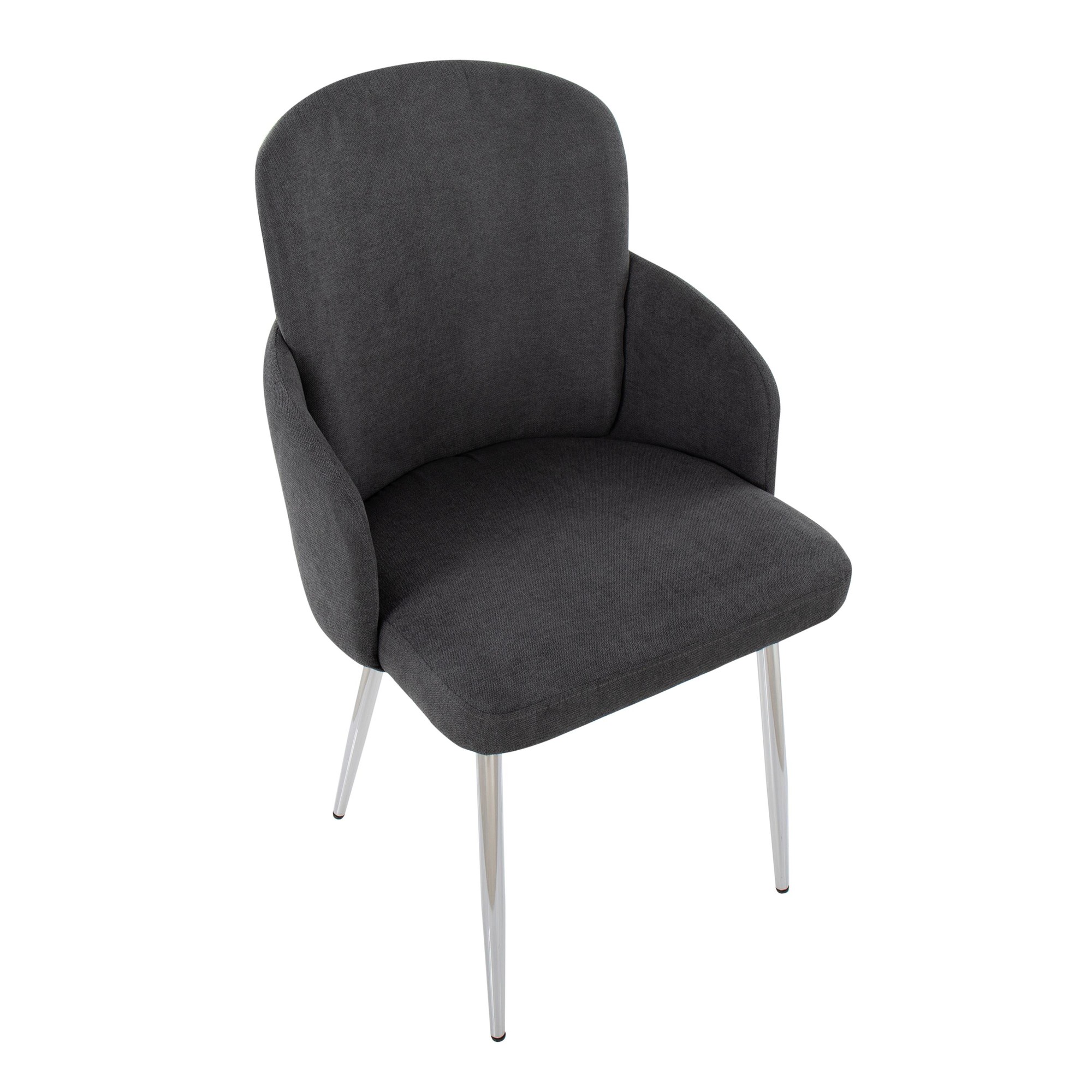Dahlia Grey Fabric Chrome Leg Contemporary Dining Chairs (Set of 2) 8 Dahlia Grey Fabric Chrome Leg Contemporary Dining Chairs (Set of 2) - Image 8