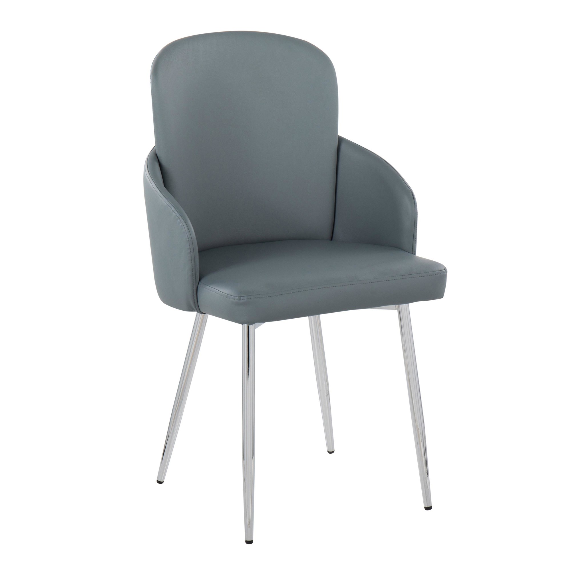 Dahlia Grey Faux Leather Chrome Contemporary Dining Chairs (Set of 2) 2 Dahlia Grey Faux Leather Chrome Contemporary Dining Chairs (Set of 2) - Image 2