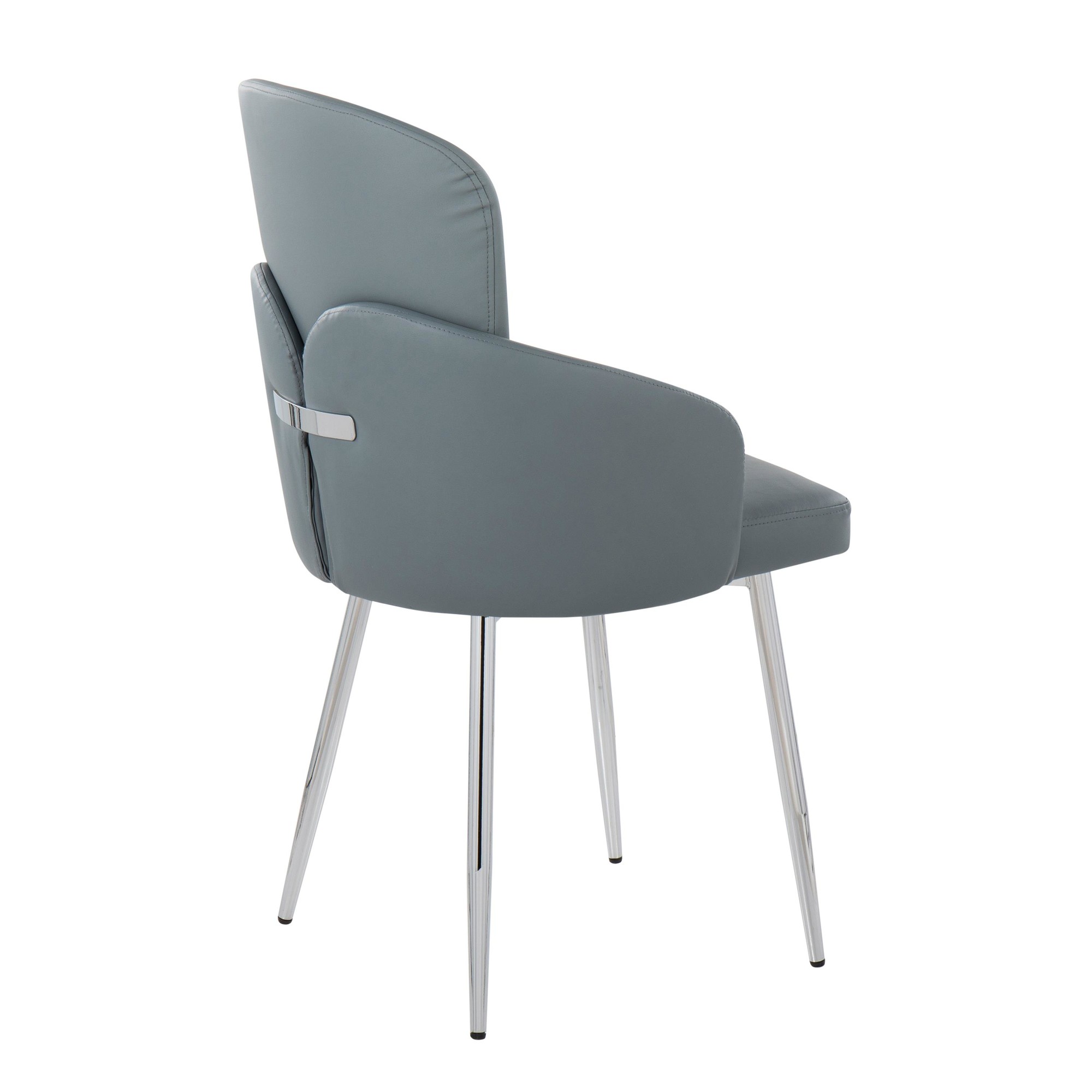Dahlia Grey Faux Leather Chrome Contemporary Dining Chairs (Set of 2) 4 Dahlia Grey Faux Leather Chrome Contemporary Dining Chairs (Set of 2) - Image 4