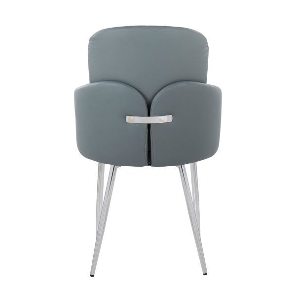 Dahlia Grey Faux Leather Chrome Contemporary Dining Chairs Set of 2 4