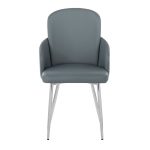 Dahlia Grey Faux Leather Chrome Contemporary Dining Chairs (Set of 2) 15 Dahlia Grey Faux Leather Chrome Contemporary Dining Chairs (Set of 2)