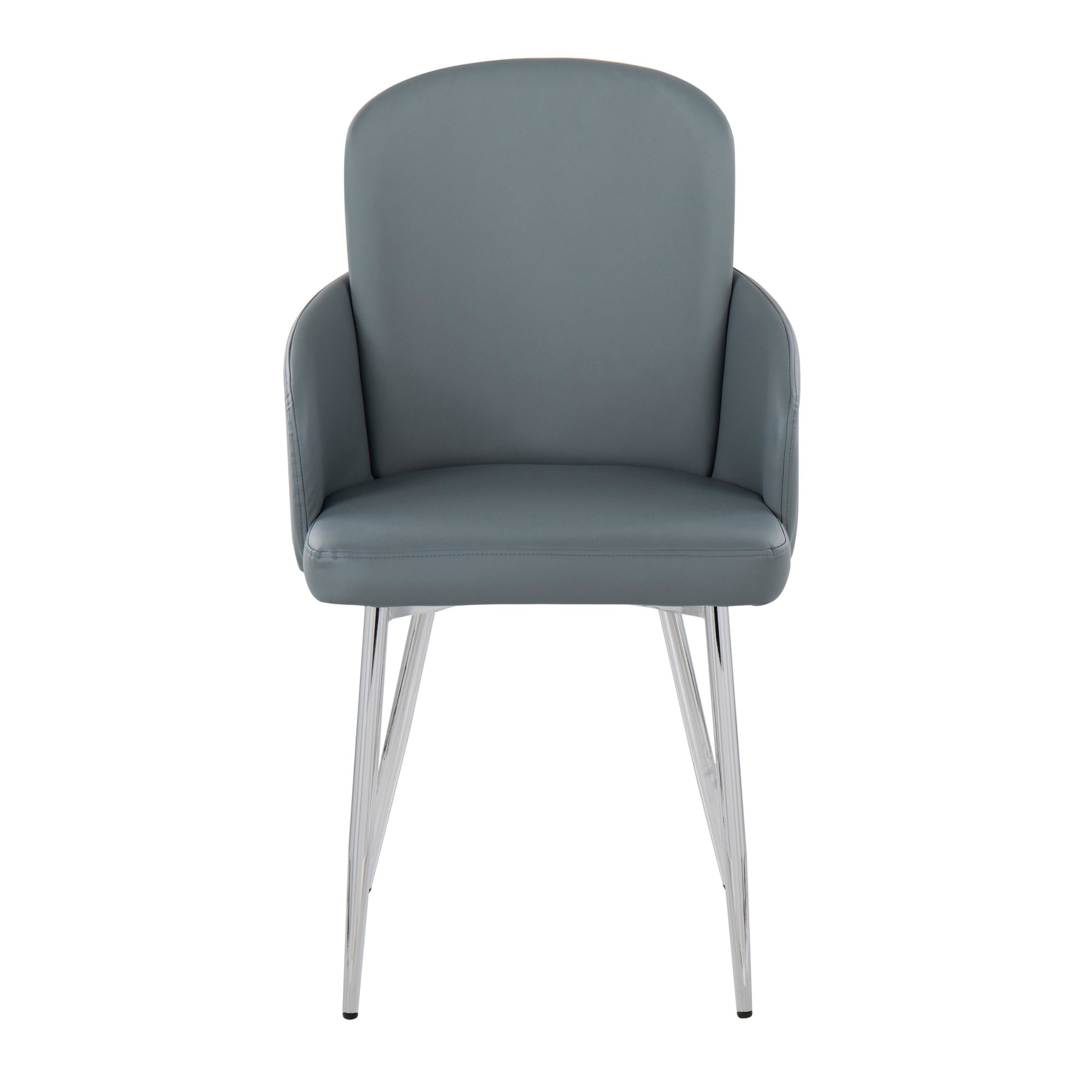 Dahlia Grey Faux Leather Chrome Contemporary Dining Chairs (Set of 2) 6 Dahlia Grey Faux Leather Chrome Contemporary Dining Chairs (Set of 2) - Image 6