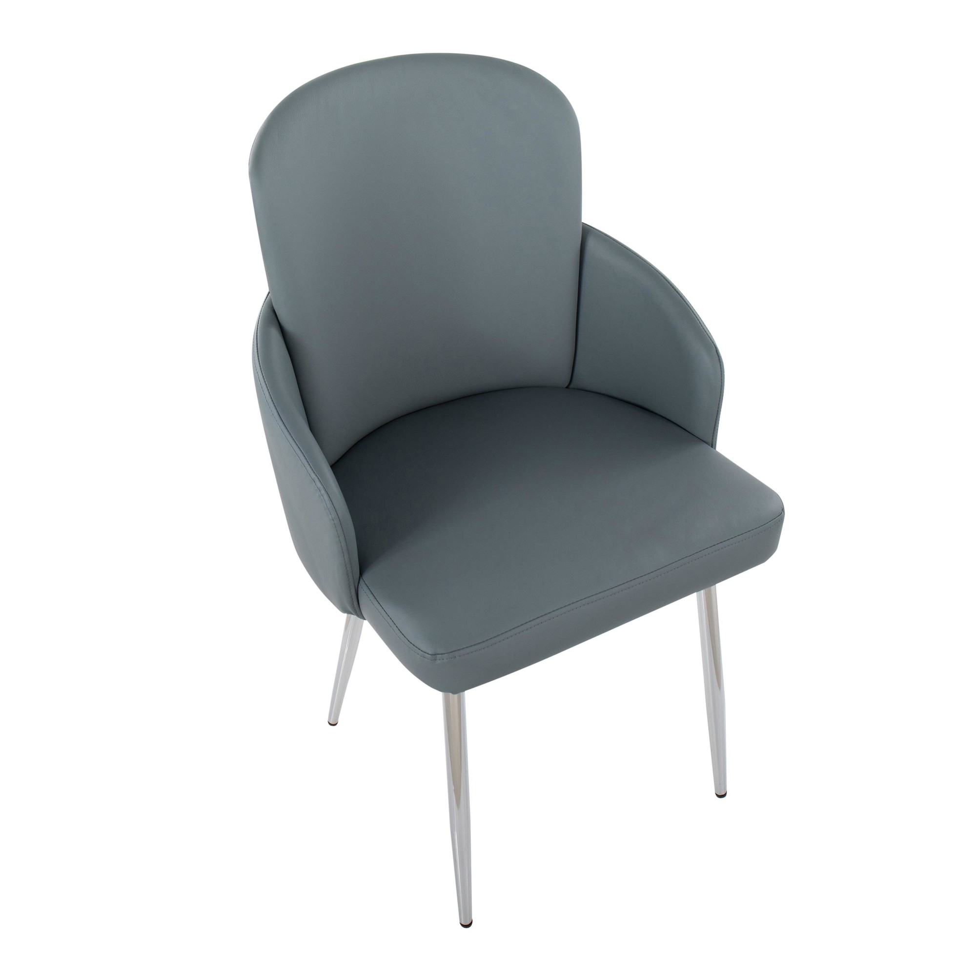 Dahlia Grey Faux Leather Chrome Contemporary Dining Chairs (Set of 2) 7 Dahlia Grey Faux Leather Chrome Contemporary Dining Chairs (Set of 2) - Image 7