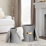 Dahlia Silver Velvet Contemporary Nesting Ottoman Set 12 Dahlia Silver Velvet Contemporary Nesting Ottoman Set