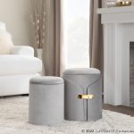 Dahlia Silver Velvet Contemporary Nesting Ottoman Set 11 Dahlia Silver Velvet Contemporary Nesting Ottoman Set