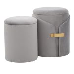 Dahlia Silver Velvet Contemporary Nesting Ottoman Set 13 Dahlia Silver Velvet Contemporary Nesting Ottoman Set