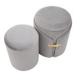 Dahlia Silver Velvet Contemporary Nesting Ottoman Set 14 Dahlia Silver Velvet Contemporary Nesting Ottoman Set