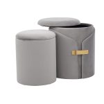 Dahlia Silver Velvet Contemporary Nesting Ottoman Set 16 Dahlia Silver Velvet Contemporary Nesting Ottoman Set