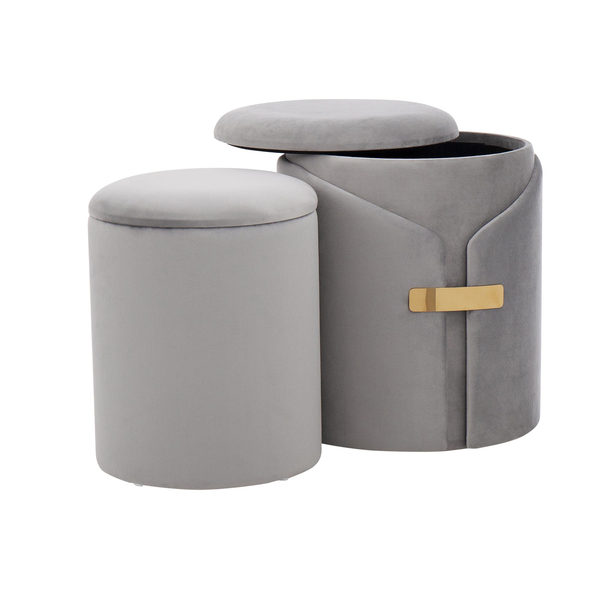 Dahlia Silver Velvet Contemporary Nesting Ottoman Set 6 Dahlia Silver Velvet Contemporary Nesting Ottoman Set - Image 6