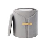 Dahlia Silver Velvet Contemporary Nesting Ottoman Set 18 Dahlia Silver Velvet Contemporary Nesting Ottoman Set